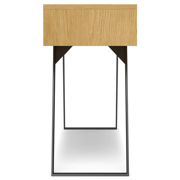 English Elm Lowry Console Sofa Table with Handcrafted Veneer Surface, 3 Drawers & Metal Angled Legs for Durability Oak B136P284185