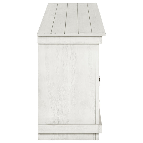 English Elm Castleton Rustic Distressed White 60" TV Stand - Modern Farmhouse Media Console with Shelves & Cupboards B062P375514