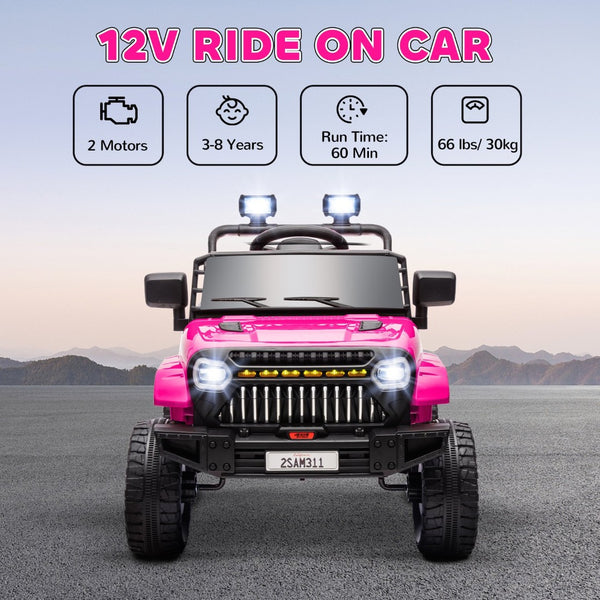 English Elm Qaba 12v Battery Powered Kids Ride on Utv with Spring Suspension and Remote Pink W2225P249876