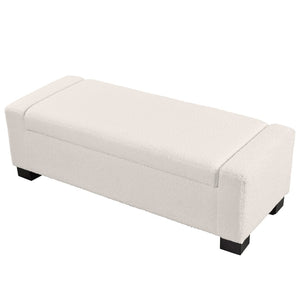 English Elm 50" Upholstered Storage Bench Textured Fabric Hinged Lid Birch Legs Bedroom Entryway N767P397108B