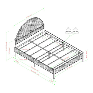 English Elm Walker Edison - Modern Upholstered Curved Headboard Queen Bedframe Grey — Fire-Resistant Polyester, Metal Slat Support, No Box Spring Needed B185P169159
