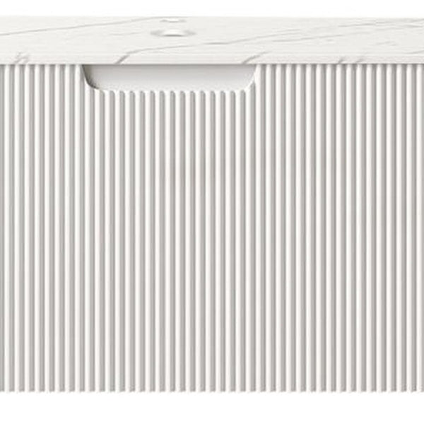 36 Inch Floating Wall Mounted Bathroom Vanity in Crisp White Wood Finish Modern Bath