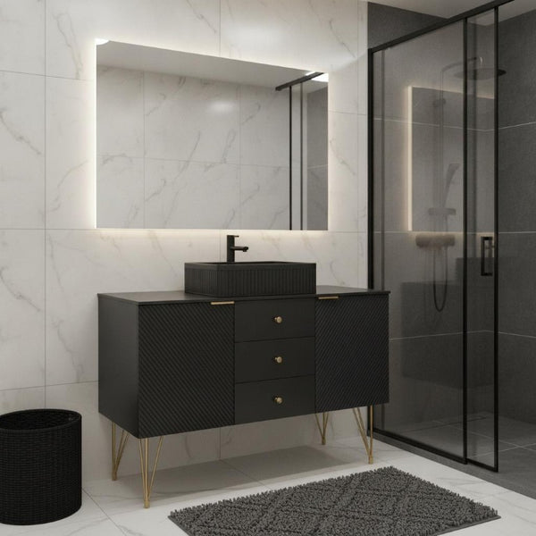 48 Inch Freestanding Bathroom Vanity with Integrated Sink Three Doors and Storage Drawers