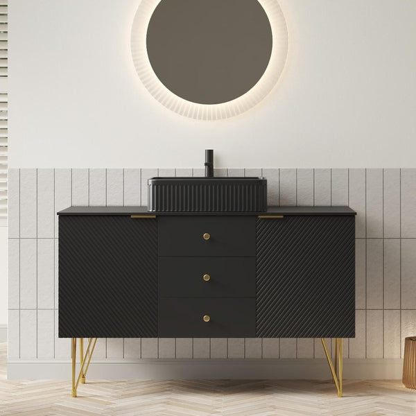 48 Inch Freestanding Bathroom Vanity with Integrated Sink Three Doors and Storage Drawers