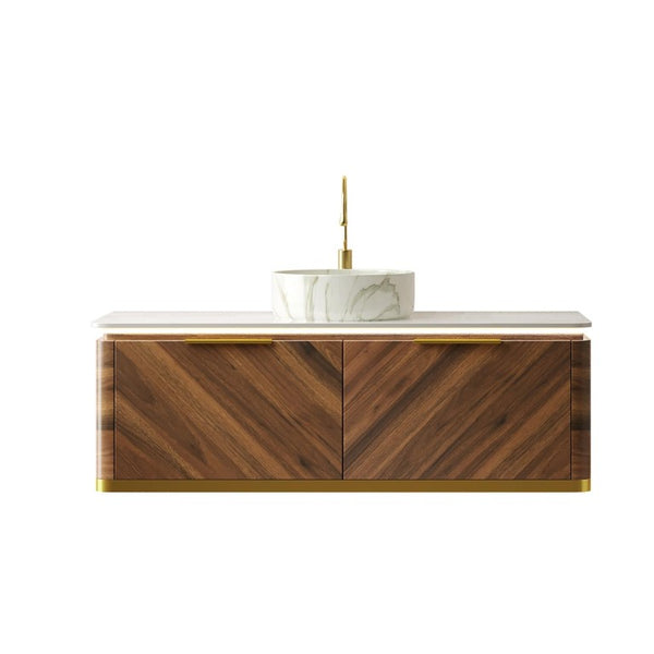 48 Inch Floating Wood Bathroom Vanity with Integrated Basin and Dual Storage Drawers