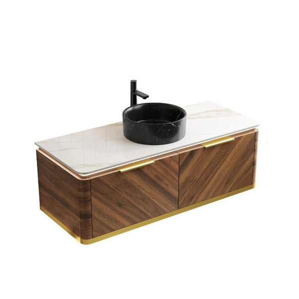 48 Inch Floating Wood Bathroom Vanity with Integrated Basin and Dual Storage Drawers