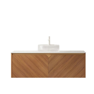 48 Inch Floating Wood Bathroom Vanity with Integrated Basin and Dual Storage Drawers