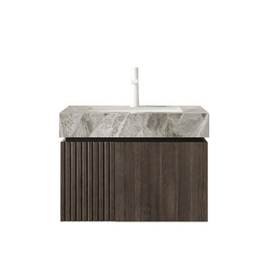 24 Inch Floating Bathroom Vanity Solid Wood Double Door Cabinet with Integrated Sink
