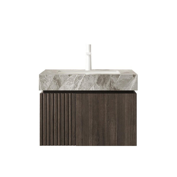 24 Inch Floating Bathroom Vanity Solid Wood Double Door Cabinet with Integrated Sink