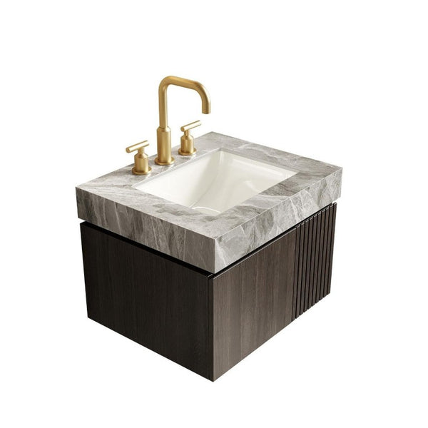 HomeRoots 24 Inch Floating Bathroom Vanity Solid Wood Cabinet with Integrated White Basin 767035