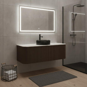 48 Inch Floating Wood Bathroom Vanity with Integrated Basin and Dual Storage Drawers