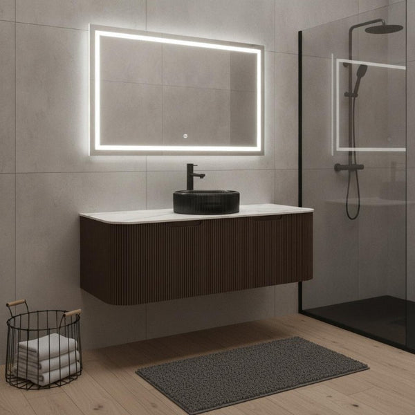 48 Inch Floating Wood Bathroom Vanity with Integrated Basin and Dual Storage Drawers