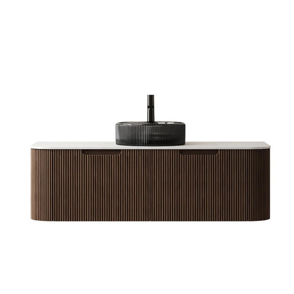 48 Inch Floating Wood Bathroom Vanity with Integrated Basin and Dual Storage Drawers
