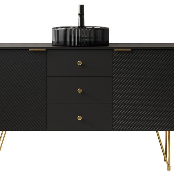 48 Inch Freestanding Bathroom Vanity with Integrated Sink Three Doors and Storage Drawers