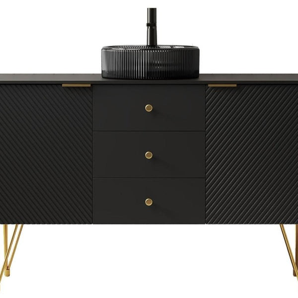 48 Inch Freestanding Bathroom Vanity with Integrated Sink Three Doors and Storage Drawers