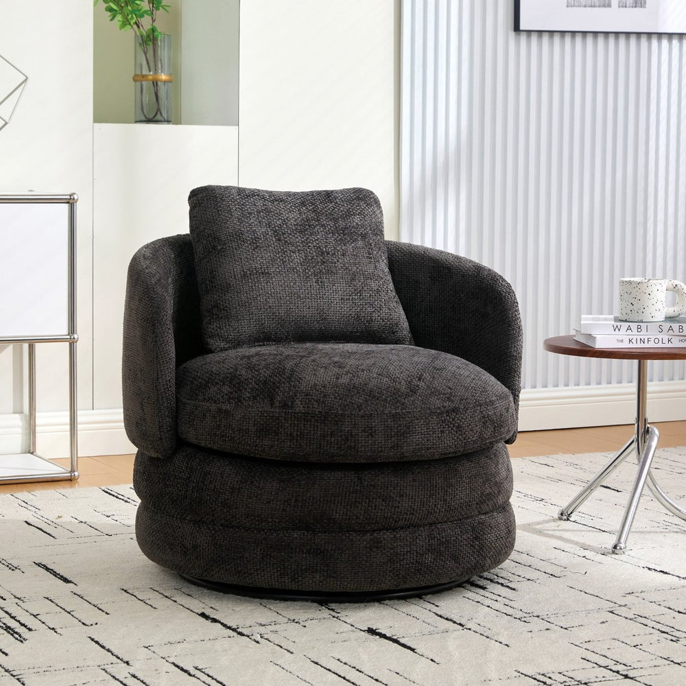 English Elm 30"w Chenille Barrel Swivel Accent Chair Cozy Cocoon Seat for Living Room Lounge W3118P384514