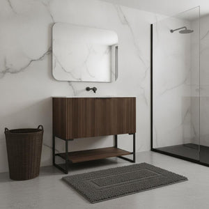30 Inch Freestanding Wood Bathroom Vanity Cabinet with Classic Brown Finish Storage