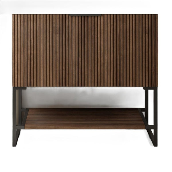 HomeRoots 30 Inch Freestanding Wood Bathroom Vanity Cabinet with Classic Brown Finish Storage 767083