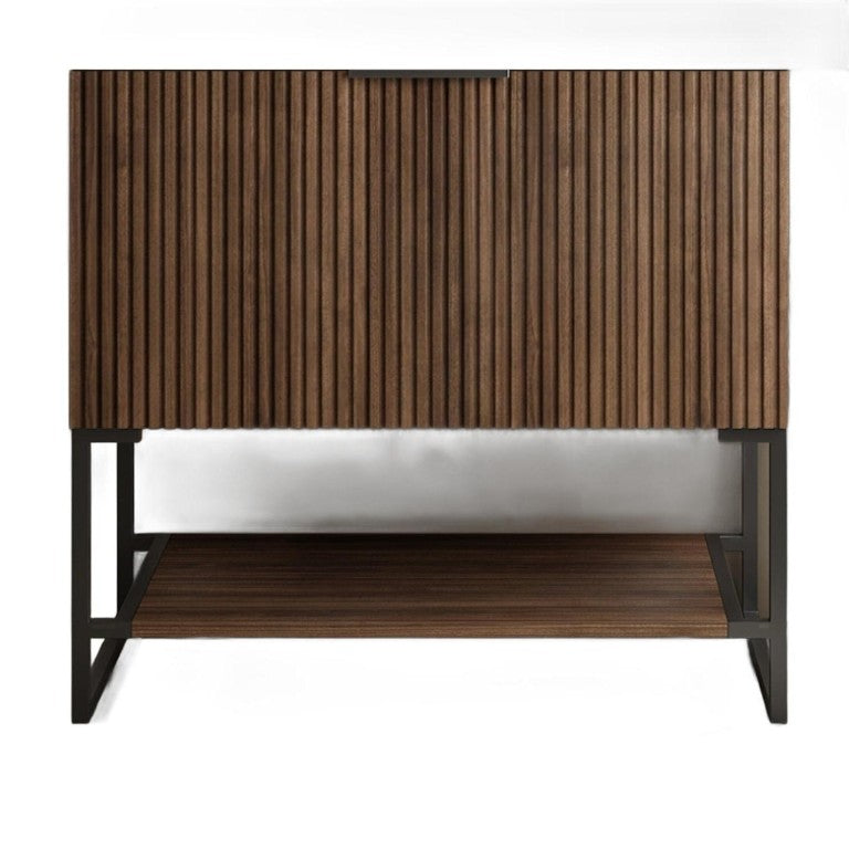HomeRoots 30 Inch Freestanding Wood Bathroom Vanity Cabinet with Classic Brown Finish Storage 767083
