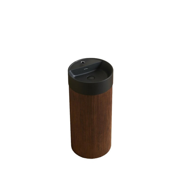16 Inch Floating Wood Bathroom Vanity with Integrated Matte Black Basin Modern Style