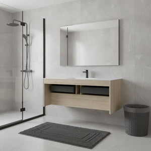 48 Inch Floating Bathroom Vanity with Two Drawers Solid Wood Modern Storage Cabinet