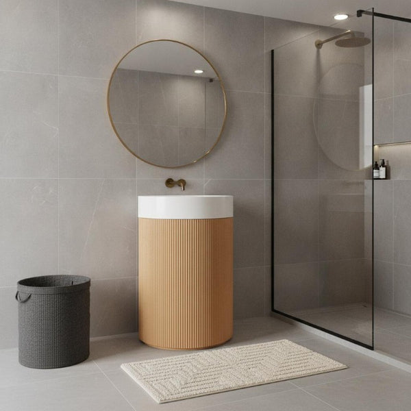 16 Inch Freestanding Wooden Bathroom Vanity Cabinet with Integrated Porcelain Basin