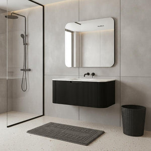 36 Inch Floating Wood Bathroom Vanity with Wall Mounted Storage and Modern Appeal