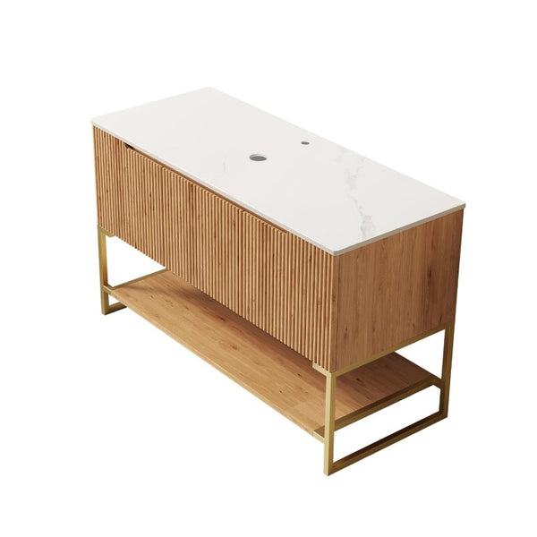 47 Inch Freestanding Wood Bathroom Vanity Cabinet with Four Doors for Storage
