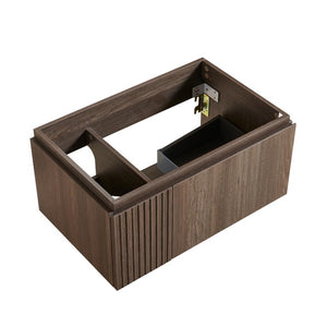 30 Inch Floating Bathroom Vanity Single Door Brown Solid Wood Wall Mounted Storage
