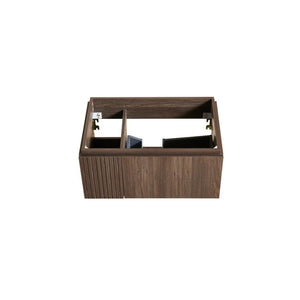 30 Inch Floating Bathroom Vanity Single Door Brown Solid Wood Wall Mounted Storage