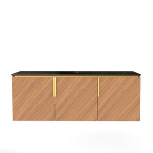 48 Inch Floating Bathroom Vanity with Three Doors in Rich Brown Wood Finish