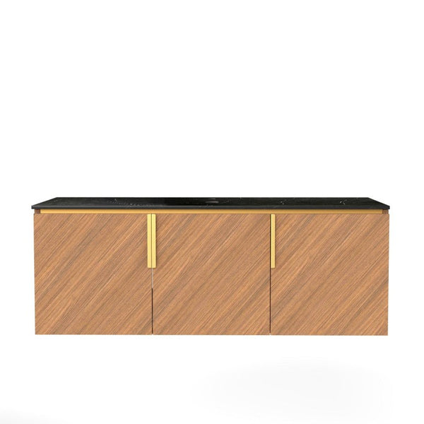 48 Inch Floating Bathroom Vanity with Three Doors in Rich Brown Wood Finish