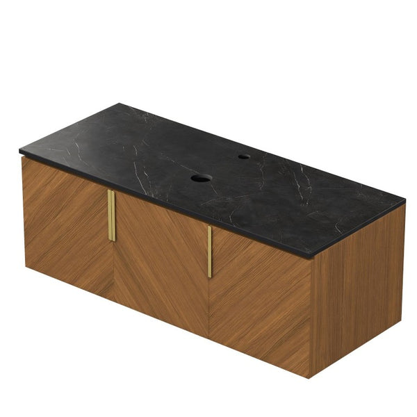 48 Inch Floating Bathroom Vanity with Three Doors in Rich Brown Wood Finish