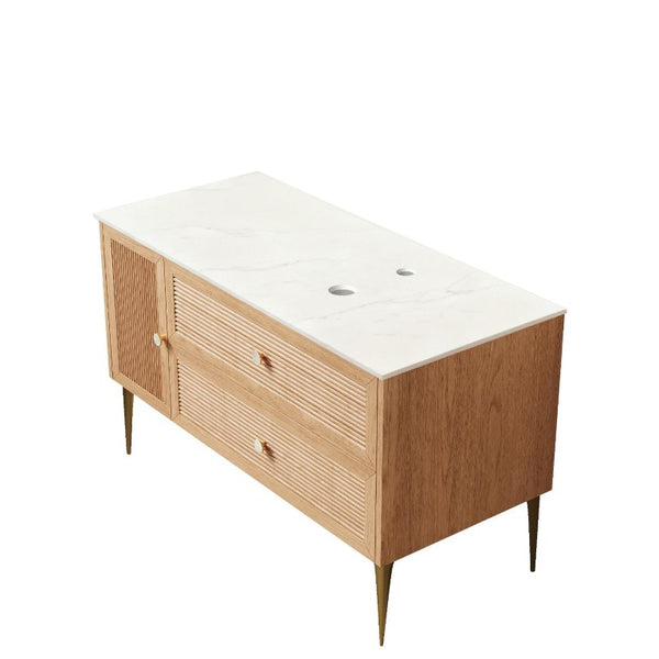 48 Inch Brown Freestanding Wood Bathroom Vanity with Single Door and Two Storage Drawers