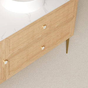 48 Inch Brown Freestanding Wood Bathroom Vanity with Single Door and Two Storage Drawers