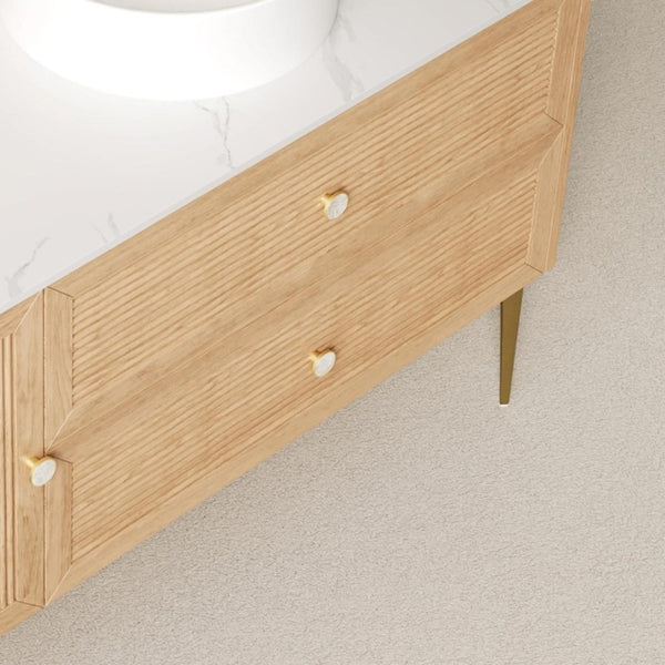 48 Inch Brown Freestanding Wood Bathroom Vanity with Single Door and Two Storage Drawers