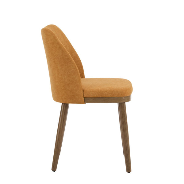 English Elm Dining Chair Set of 2 Mid-century Walnut Wood Frame Upholstered Seat and Back Ginger N771P237036R