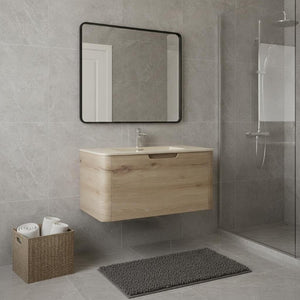 36 Inch Floating Wall Mounted Bathroom Vanity in Rich Warm Solid Wood Finish