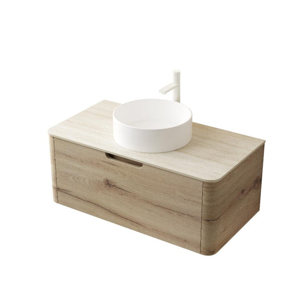 36 Inch Floating Wall Mounted Bathroom Vanity in Rich Warm Solid Wood Finish
