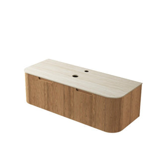 48 Inch Floating Bathroom Vanity with Two Drawers Solid Wood Modern Storage Cabinet