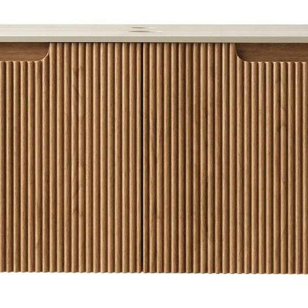 48 Inch Floating Bathroom Vanity with Two Drawers Solid Wood Modern Storage Cabinet