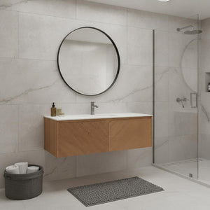 48 Inch Brown Wood Double Door Floating Bathroom Vanity Cabinet with Modern Appeal