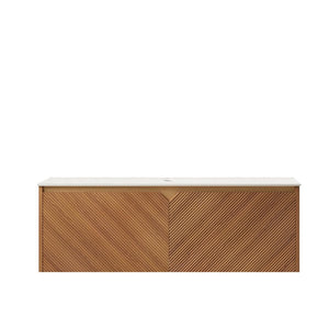 HomeRoots 48 Inch Brown Wood Double Door Floating Bathroom Vanity Cabinet with Modern Appeal 767154
