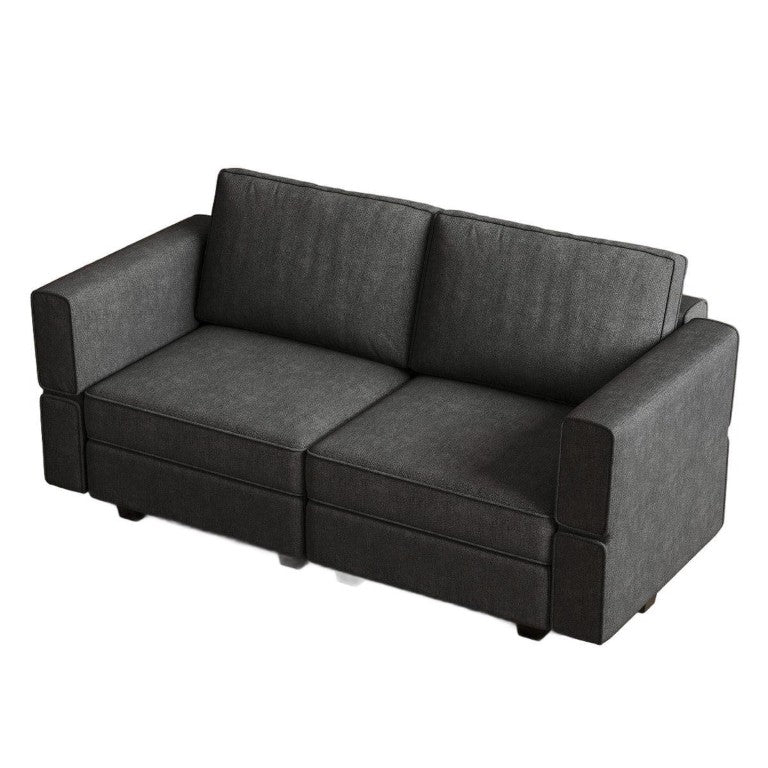 HomeRoots 64 Inch Chenille Modular Loveseat with Hidden Storage for Modern Living Rooms Dark Gray And Black 767157