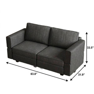 64 Inch Chenille Modular Loveseat with Hidden Storage for Modern Living Rooms