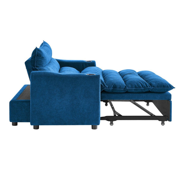 English Elm Convertible Velvet Sleeper Loveseat with Adjustable Backrest for Compact Living Spaces W1117P265778