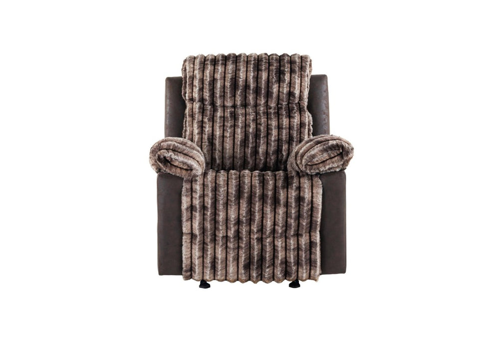 HomeRoots 37 Inch Brown Corduroy Upholstered Manual Recliner Chair for Living Room Comfort 767167