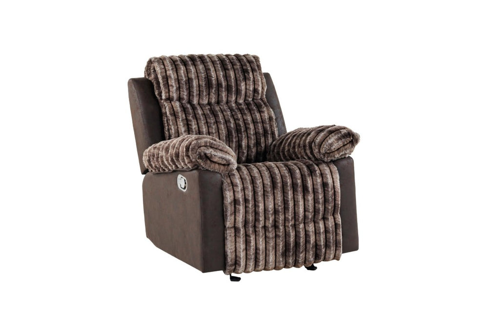 HomeRoots 37 Inch Brown Corduroy Upholstered Manual Recliner Chair for Living Room Comfort 767167