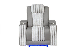 HomeRoots 37 Inch Microfiber Power Recliner for Home Theater Seating with Push Button Control 767172