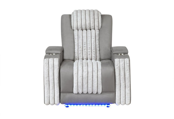 HomeRoots 37 Inch Microfiber Power Recliner for Home Theater Seating with Push Button Control 767172